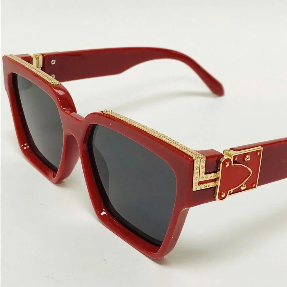 Women Men Sunglasses Red Frame Luxury‎ Square New Model Stylish Thick Shades Hot